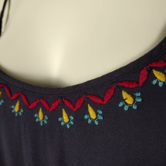 Natural Life Blue Embroidered Relaxed Fit Mini Spaghetti Strap Dress Size S - Picture 8 of 12